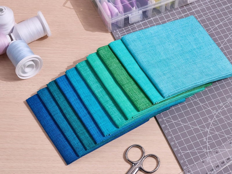 craftido - 11 Options Solids with Tweed Tonals-Assorted Color Cotton Quilting Fabric Bundles 10pcs Fat Quarters 18"x21"-Medium Weight 5.2oz-for Quilting, Sewing and Crafts-Midnight Oasis(Greens+Blues) - Image 5